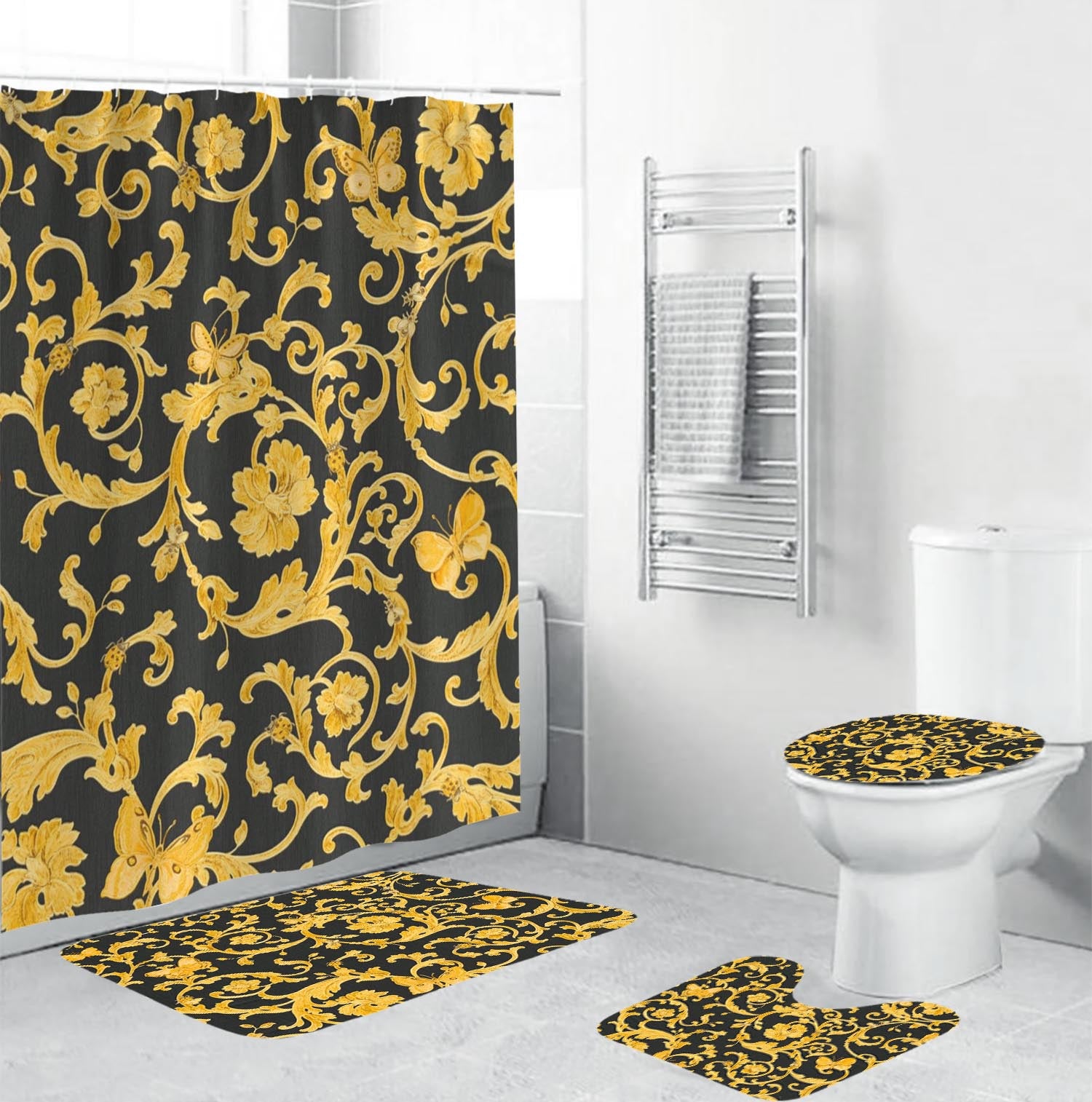 Baroque Pattern Versace Shower Curtain Set