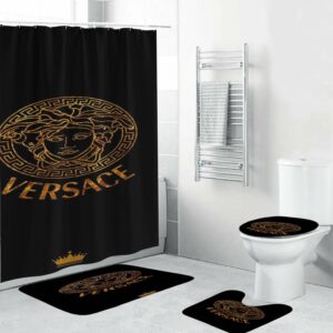 Golden Glitter Versace Shower Curtain Set