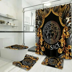 Versace Logo Leopard Black Bathroom Accessories Set