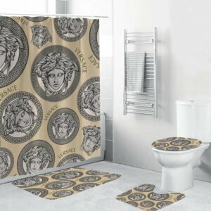 Silver Logo Versace Shower Curtain Set 