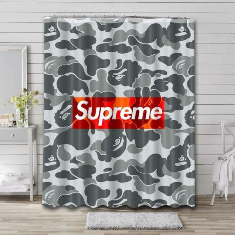 Bathing Ape Camo Supreme Shower Curtain Set