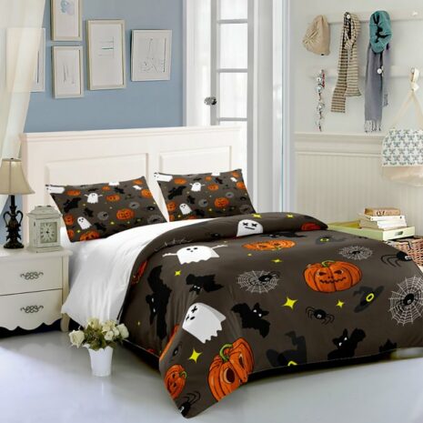 Grey Spider and Bat Halloween bed set