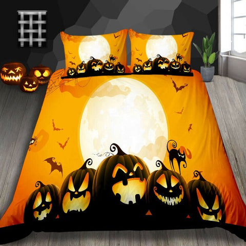 Orange pumpkin Halloween bedding set