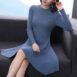 Women Long Sleeve Sweater Dress Women's Irregular Hem Casual Autumn Winter Dress Women O-neck A Line Short Mini Knitted Dresses - ROSAMISS STORE