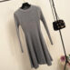 Women Long Sleeve Sweater Dress Women's Irregular Hem Casual Autumn Winter Dress Women O-neck A Line Short Mini Knitted Dresses - ROSAMISS STORE