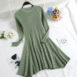 Women Long Sleeve Sweater Dress Women's Irregular Hem Casual Autumn Winter Dress Women O-neck A Line Short Mini Knitted Dresses - ROSAMISS STORE