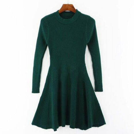 Women Long Sleeve Sweater Dress Women's Irregular Hem Casual Autumn Winter Dress Women O-neck A Line Short Mini Knitted Dresses - ROSAMISS STORE
