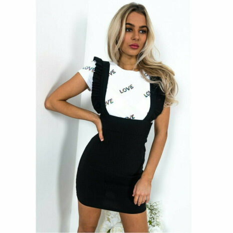 Fashion Women Dress Check Dog Tooth Frill Ruffle Pinafore High Waist Bodycon Party Mini Dress Holiday Casual Slim Dress vestidos - ROSAMISS STORE