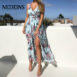 Women V Neck Split Dress Floral Print Long  Summer Spaghetti Strap Party - ROSAMISS STORE