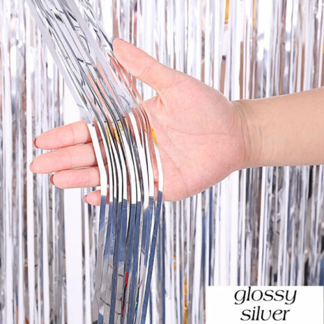 Birthday Party Wedding Decoration Backdrop Curtains Glitter Glossy Fringe Tinsel Foil - ROSAMISS STORE
