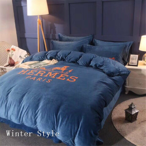 Blue Hermes bed set