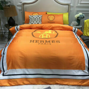 Orange and White Hermes bed set
