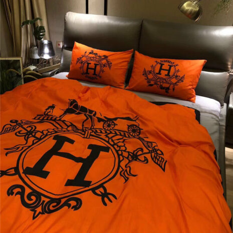 Orange Background Hermes bed set