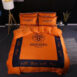 Orange and Navy Blue Hermes bed set