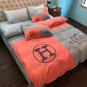 Orange and Gray Hermes bed set