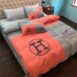 Orange and Gray Hermes bed set