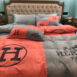 Orange and Gray Hermes bed set