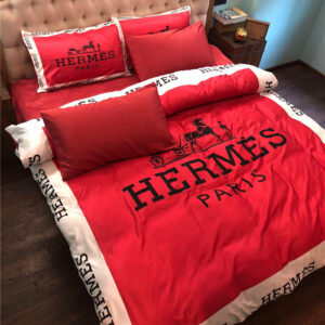 Red Hermes bed set