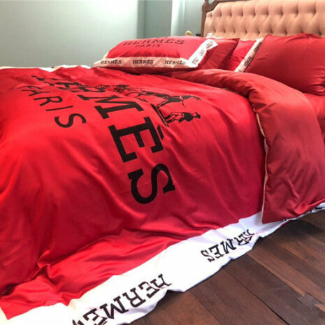 Red Hermes bed set