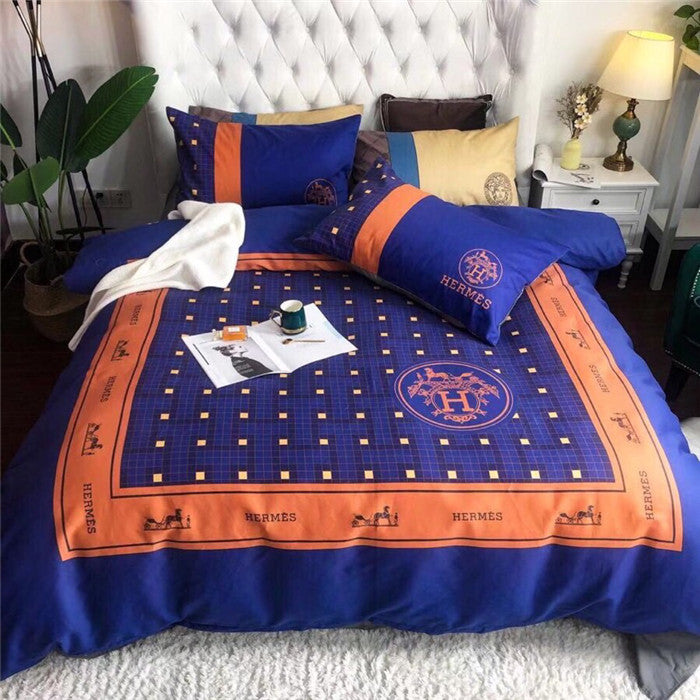 Blue Hermes bed set