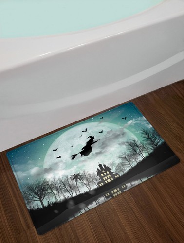 Full Moon Flying Witch Creepy Halloween Shower Curtain