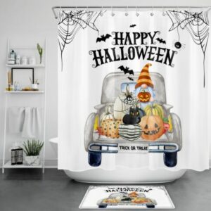 Truck Pumpkin Gnome Halloween Shower Curtain