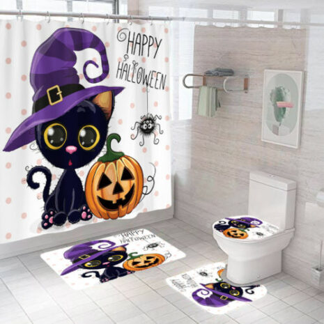Black Cat Halloween Shower Curtain