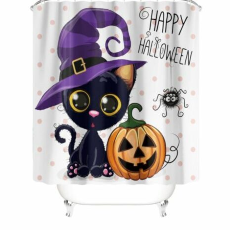 Black Cat Halloween Shower Curtain