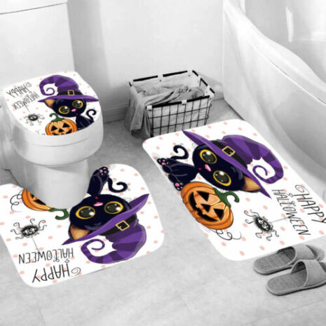 Black Cat Halloween Shower Curtain