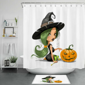 Cute Little Witch Halloween Shower Curtain