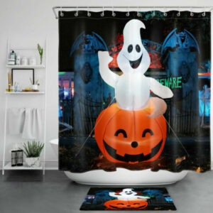 Pumpkin The White Ghost Halloween Shower Curtain
