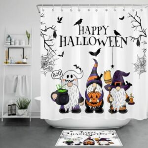 Horror Crow Pumpkin Gnome Halloween Shower Curtain