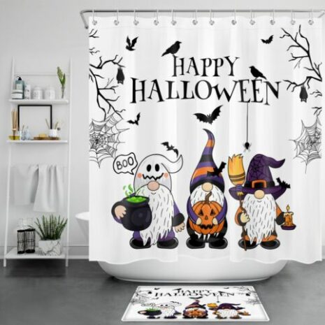 Horror Crow Pumpkin Gnome Halloween Shower Curtain