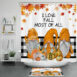 Autumn Funny Gnome Pumpkins Halloween Shower Curtain