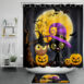 Full Moon Black Cat Pumpkin Halloween Shower Curtain