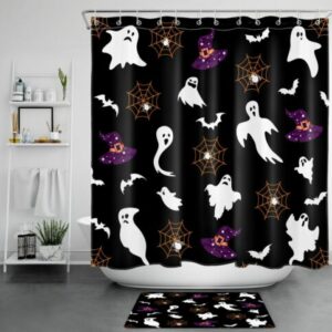 Witch Hat Ghost Halloween Shower Curtain