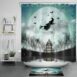Full Moon Flying Witch Creepy Halloween Shower Curtain