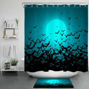 Black Bat Swarm Halloween Shower Curtain