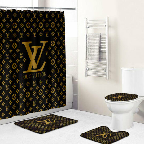 brown and gold yellow Louis Vuitton bathroom
