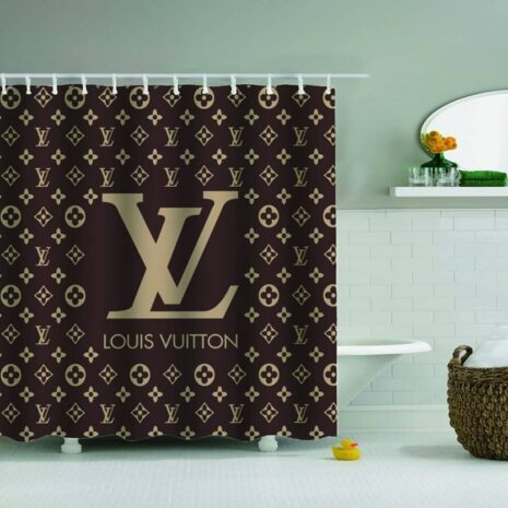 Brown louis vuitton shower curtain