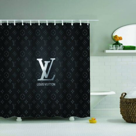 Dark gray Louis Vuitton shower curtain