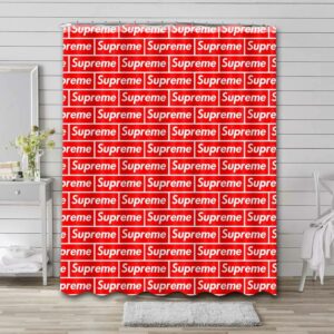 White Pattern Supreme Shower Curtain Set