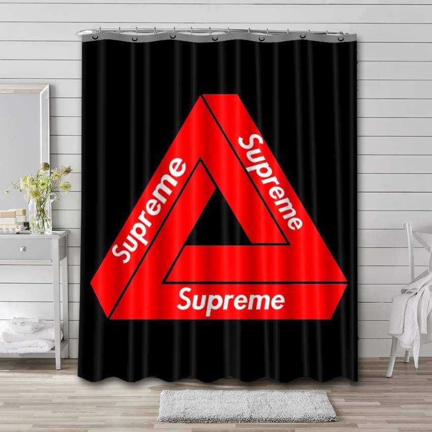 Red Logo Supreme Shower Curtain Set