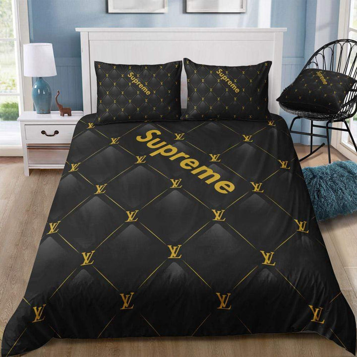 Black Supreme Louis Vuitton bed set