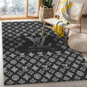 Louis Vuitton black & white living room carpet
