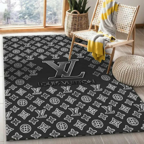 Louis Vuitton black & white living room carpet