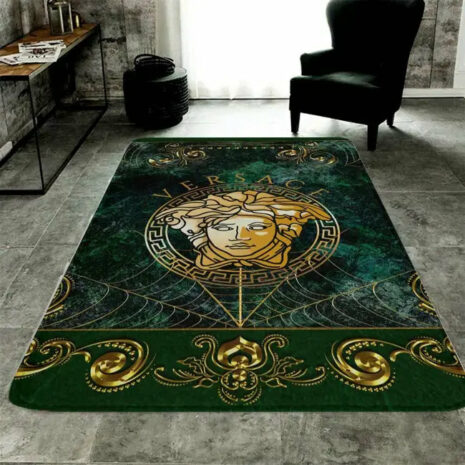Dark Green Versace living room carpet and rug