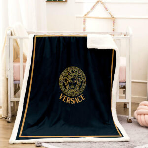 Brown and black Versace blanket 