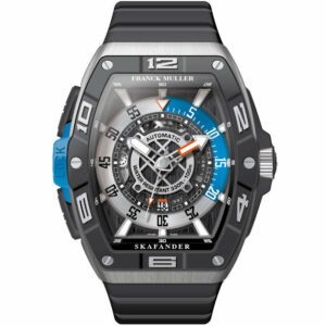 Skafander 46 Brushed Steel, Black Bezel