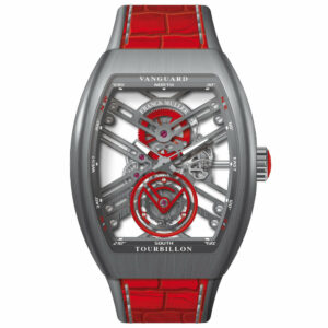 V45 Vanguard Tourbillon Skeleton Brushed Titanium - Red